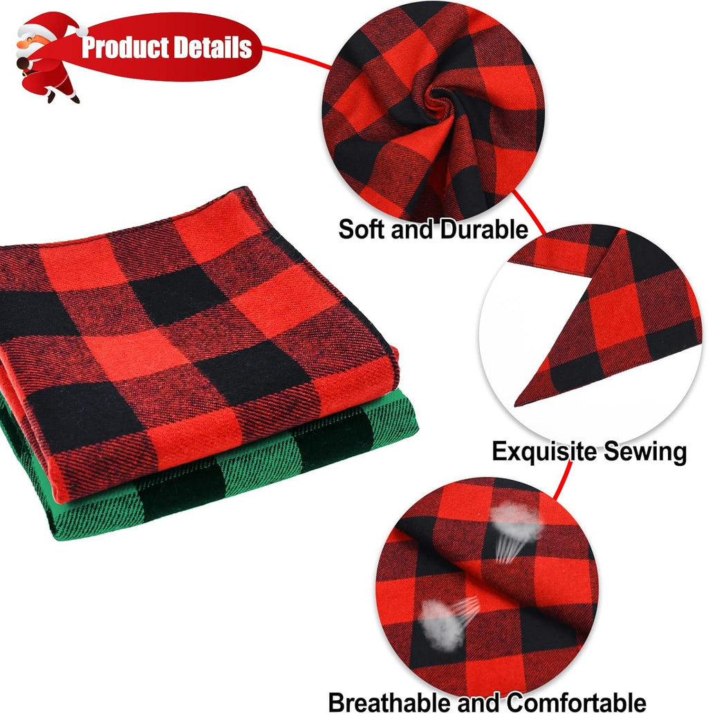 2 Pack Christmas Dog Bandanas, Classic Buffalo Red Plaid Dog Bandana for Girl and Boy, Pet Scarf Bibs Pet Costume Outfit Accessories for Small and Extra Large Dogs Pets (Large)