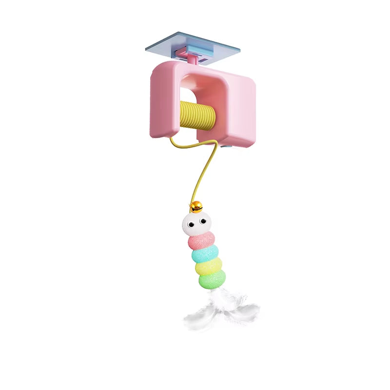 Cat Teaser Stick Kitten Electric Hanging Mop Shaped Feather Bell Cat Teaser Accessories Hanging Swing Pet Spring Toy